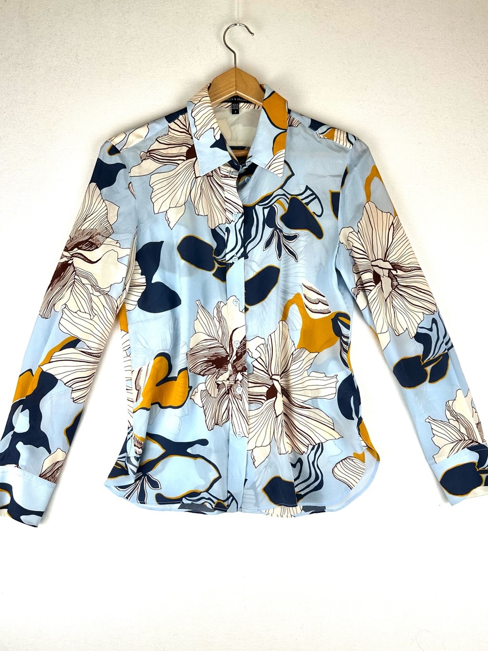 Judith & Charles Silk Floral Button Down Shirt Blouse Office Career